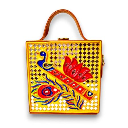 Handcrafted Vegan Leather Bansuri Lippan Mirror Sling Bag